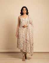 Floral Print Cotton Sleeveless Suit For Women