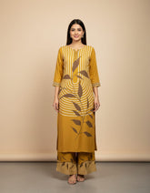 Mustard Color German Rayon 2-Piece Suit With Palazzo Pant