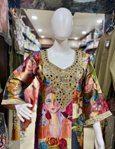 Chanderi Silk 2-Piece Party Wear Suit With Beautiful Mirror Work