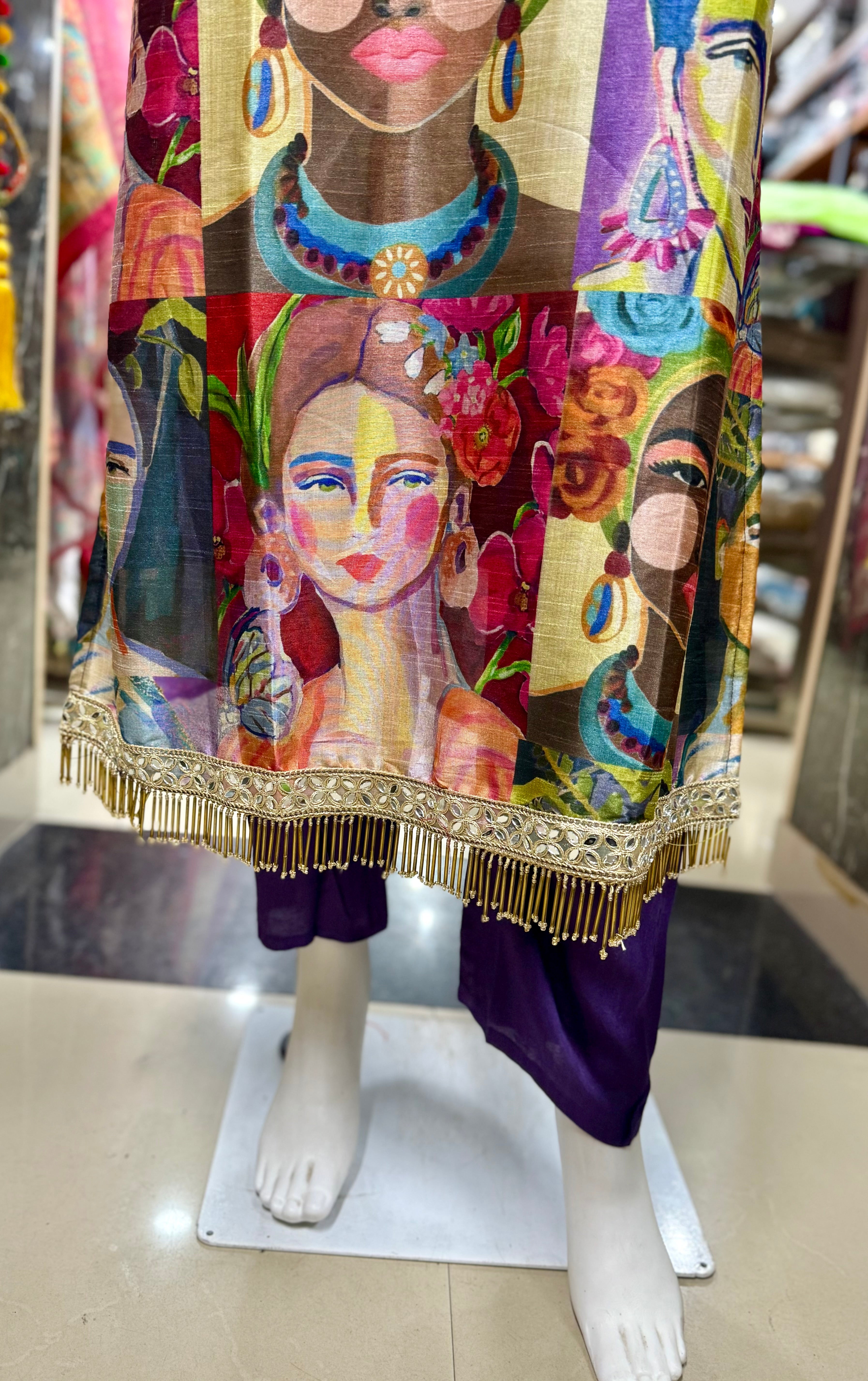 Chanderi Silk 2-Piece Party Wear Suit With Beautiful Mirror Work