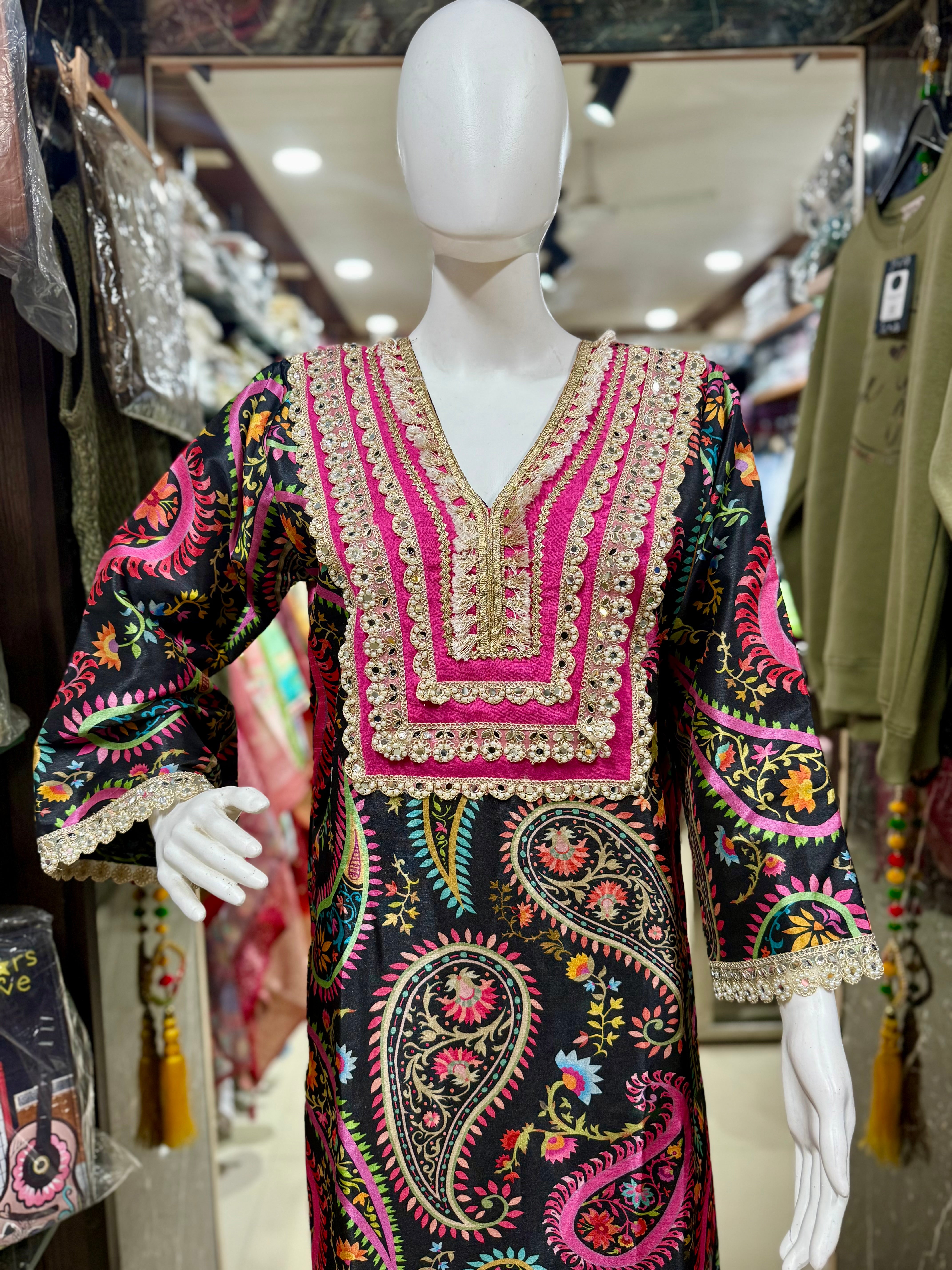Chanderi Silk 2-Piece Party Wear Suit With Stylish Gota-Patti Work