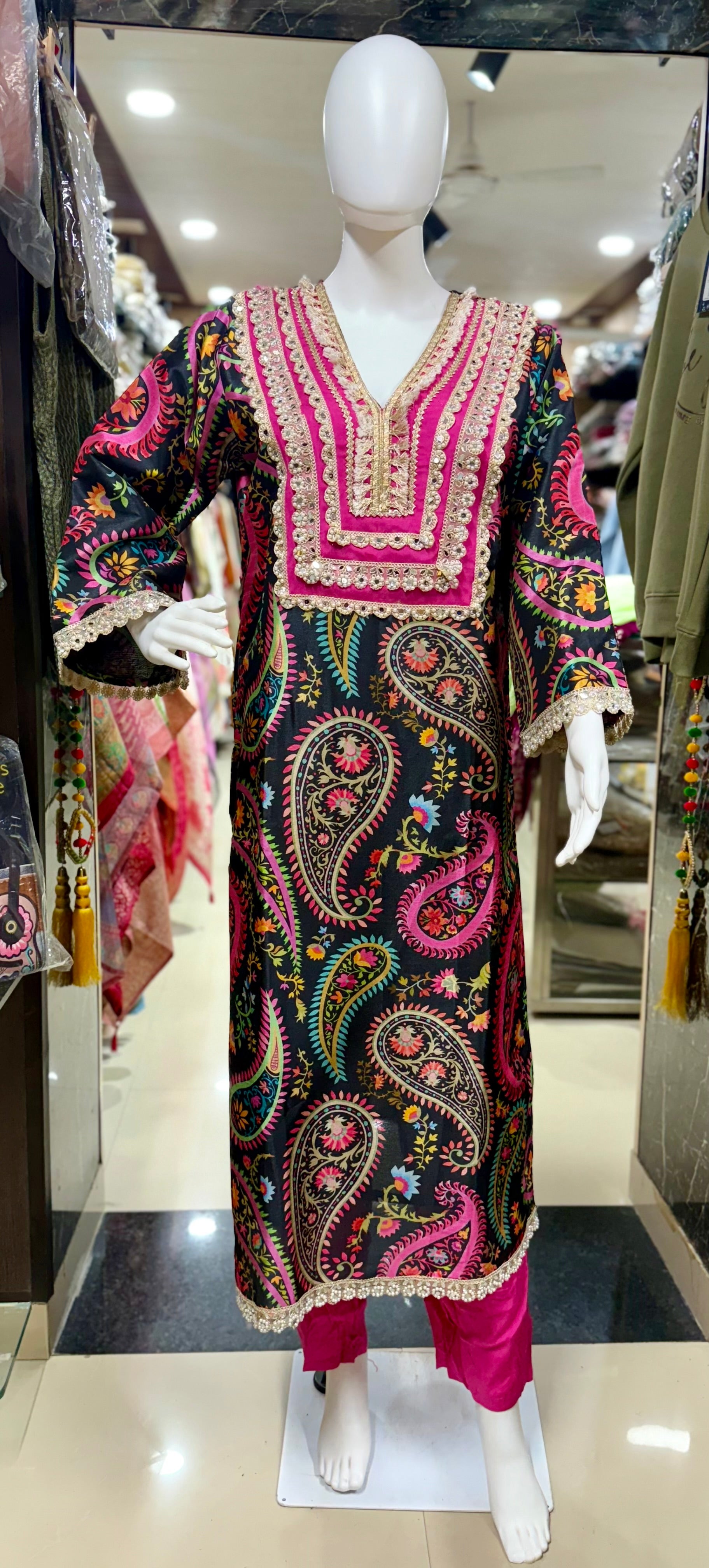 Chanderi Silk 2-Piece Party Wear Suit With Stylish Gota-Patti Work