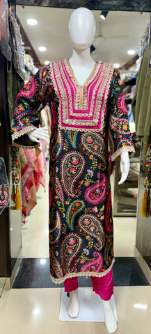 Chanderi Silk 2-Piece Party Wear Suit With Stylish Gota-Patti Work