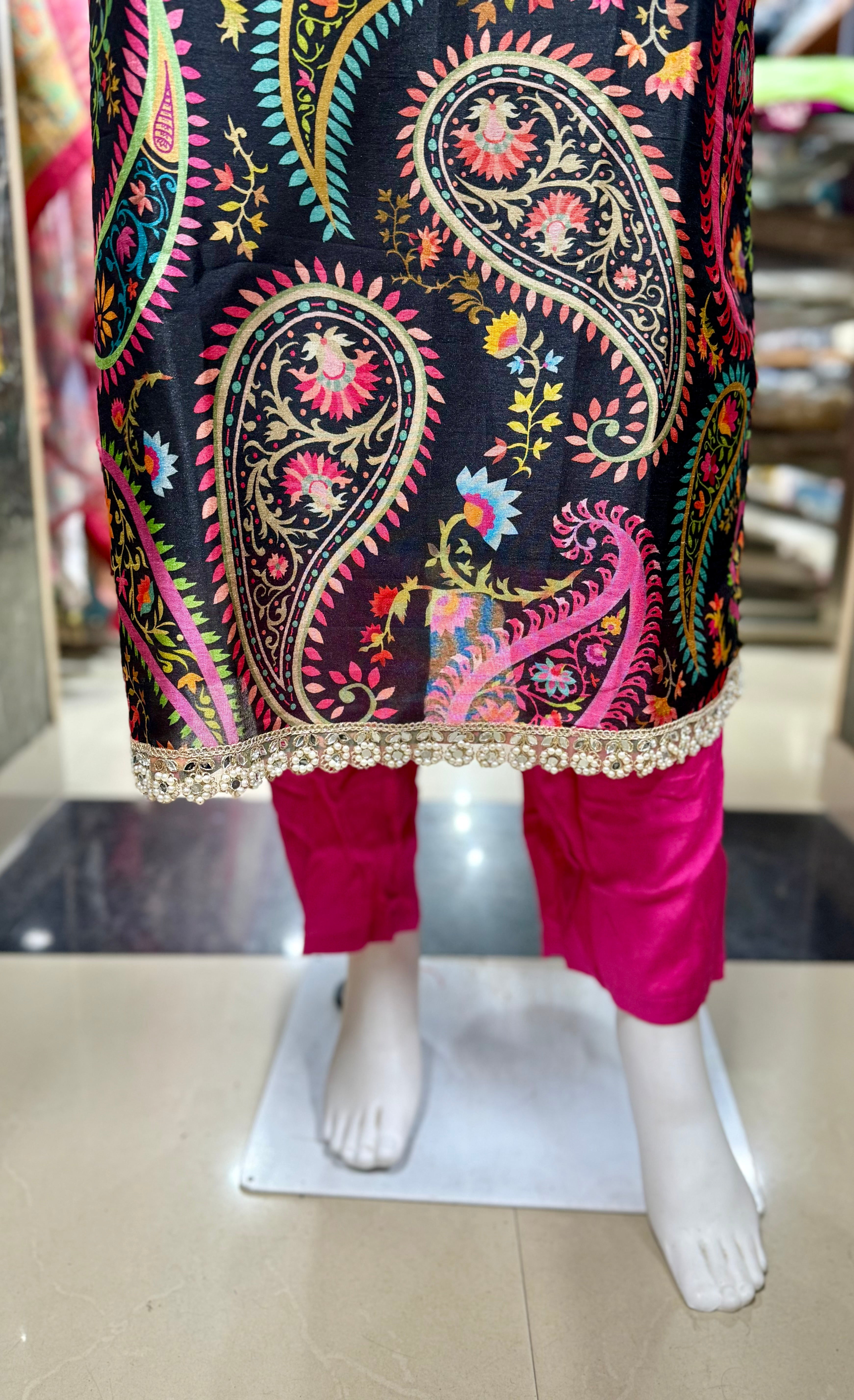 Chanderi Silk 2-Piece Party Wear Suit With Stylish Gota-Patti Work