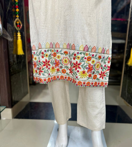 Off-White Fully Embroidered Cotton Suit For Women