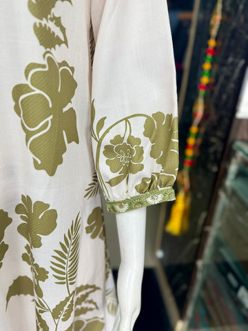 Premium Cotton A-Line Leaf Print Suit Set