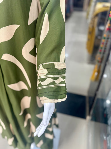 Green Cotton A-Line 2-Piece Suit With Palazzo Pant