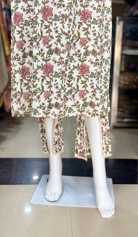 Floral Print Cotton Sleeveless Suit For Women