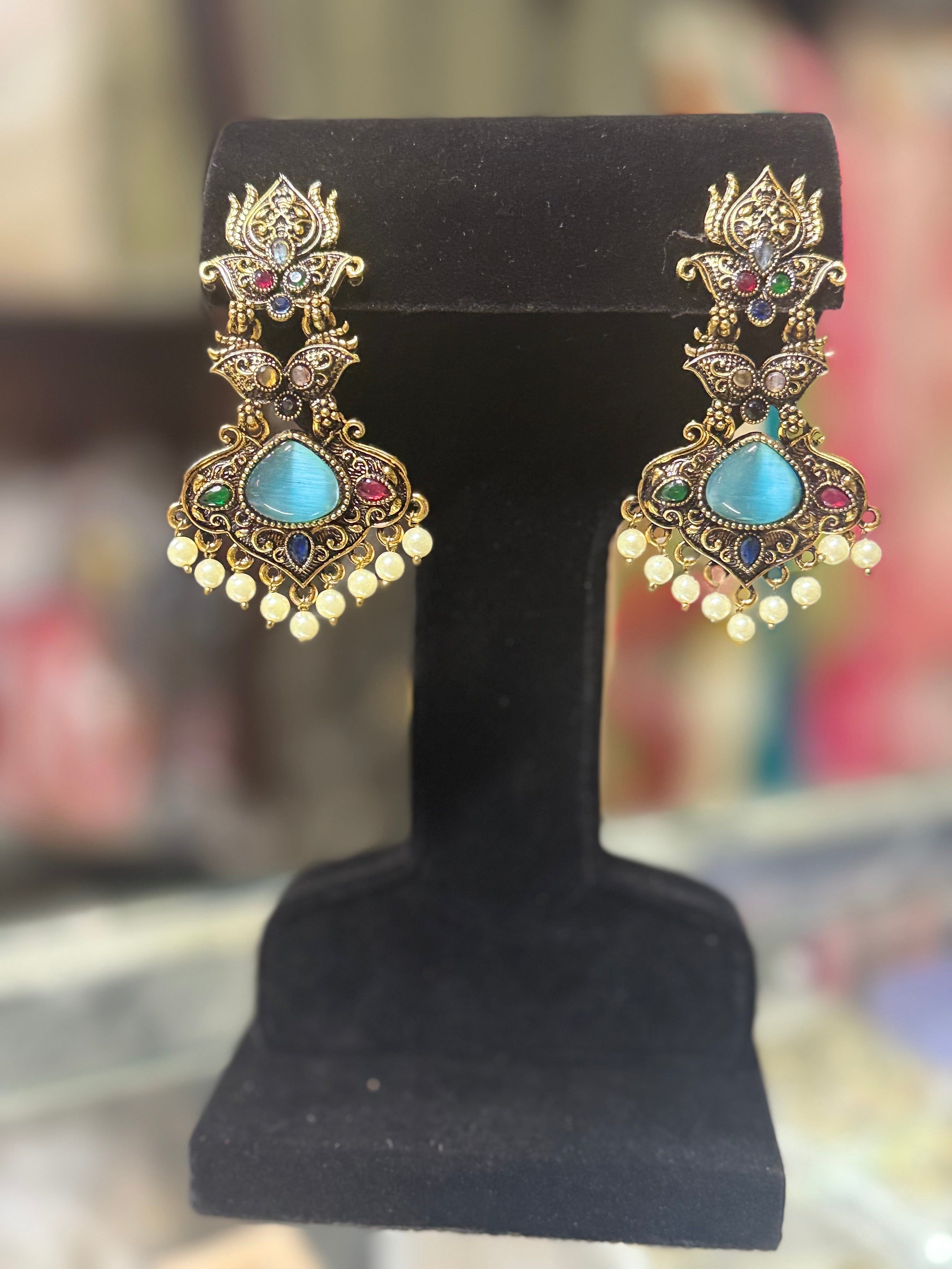 Gold Oxidized Danglers