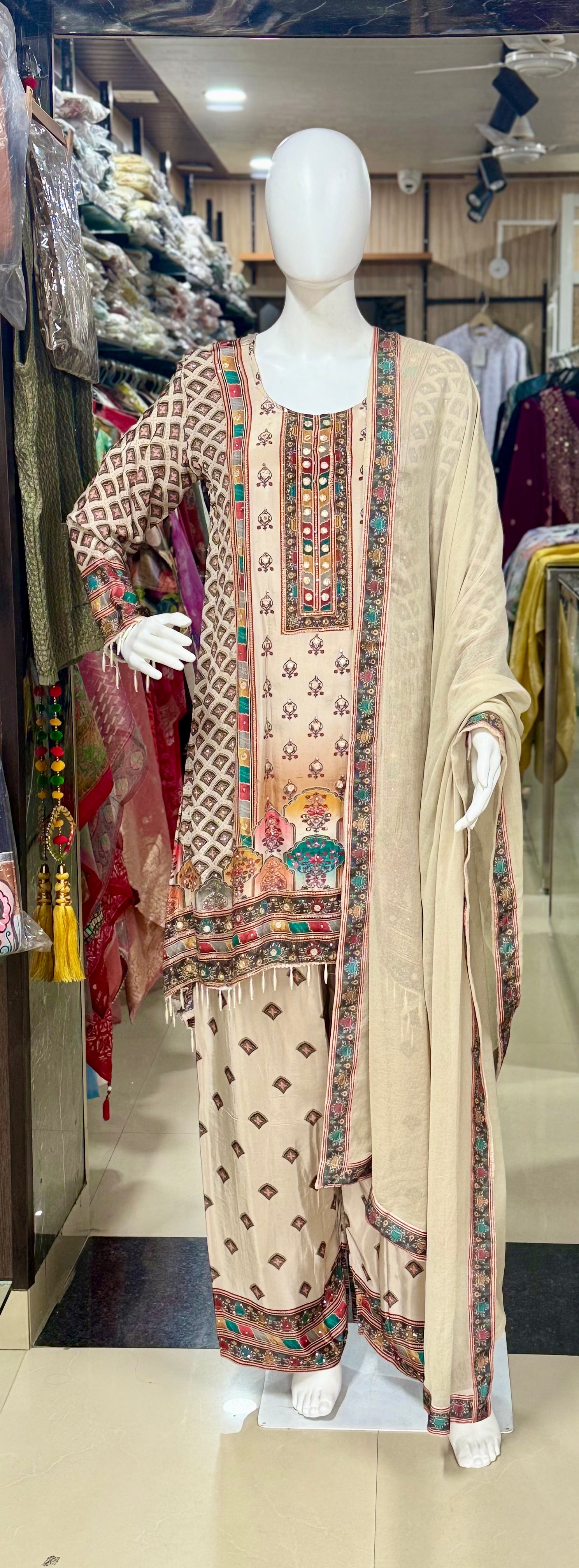 Designer Crape Suit With Pure Chiffon Dupatta