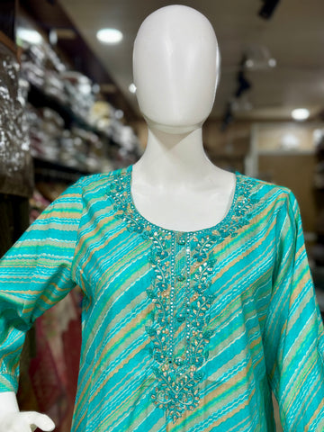 Cotton Leheriya Printed Suit With Full Length Dupatta