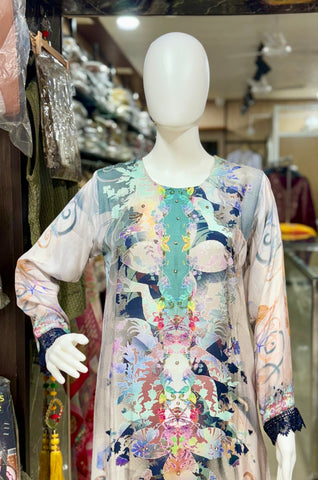 Muslin Party Wear Suit With Beautiful Katdana  And Lace Work