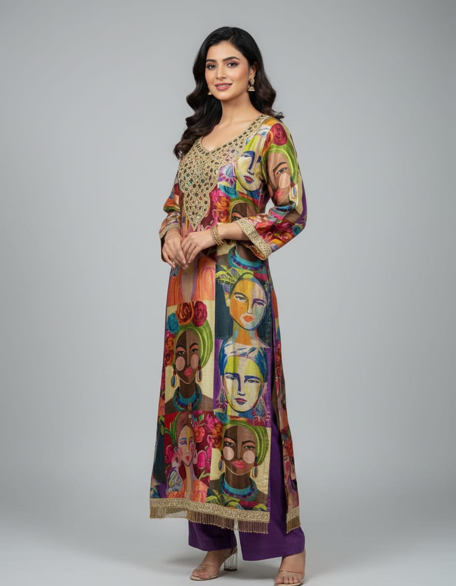 Chanderi Silk 2-Piece Party Wear Suit With Beautiful Mirror Work