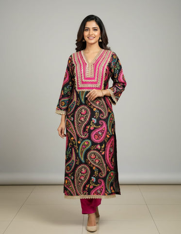 Chanderi Silk 2-Piece Party Wear Suit With Stylish Gota-Patti Work