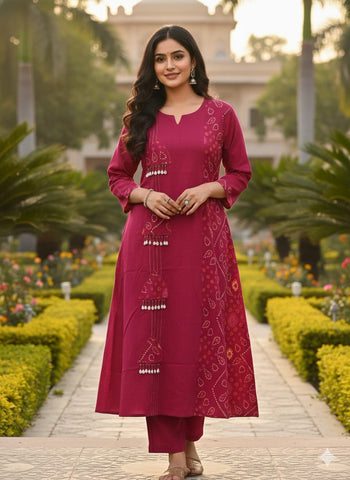 Women’s Batik Print Straight Kurta with Pant and Printed Dupatta Set