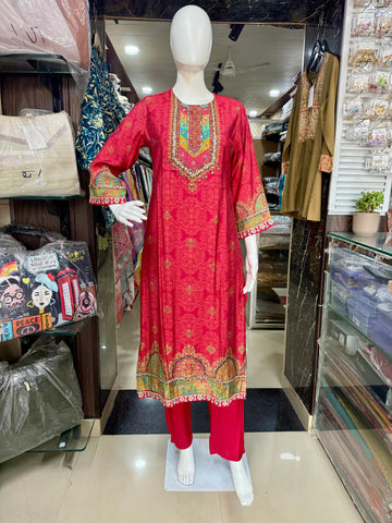 Muslin Cotton Party Wear Suit With Gota-Patti And Sequins Work